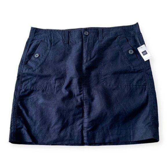 NWT GAP Utility  Mini Skirt, Blue, Size 12 Tall, Linen/Cotton blend - Picture 3 of 10
